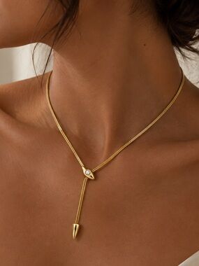 18K Gold Plated Y-Drop Snake Necklace